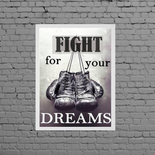 Quadro Boxe Fight For Your Dreams 33x24cm - Com Vidro 0