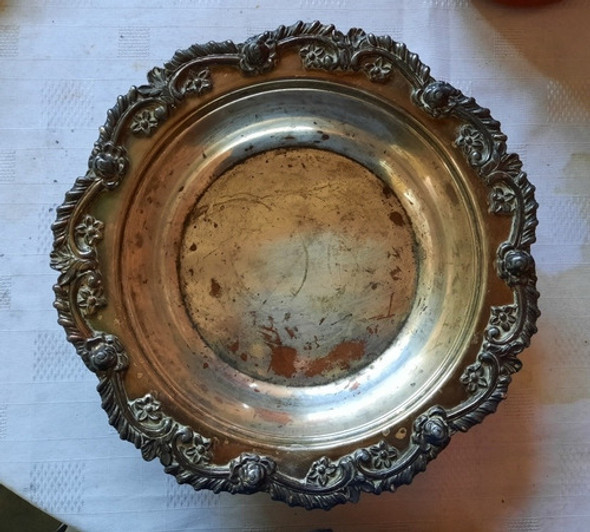 Bandeja Redonda Antigua Bronce Plateado Rep. Sheffield 0 Bandeja Redonda Antigua Bronce Plateado Rep. Sheffield 0