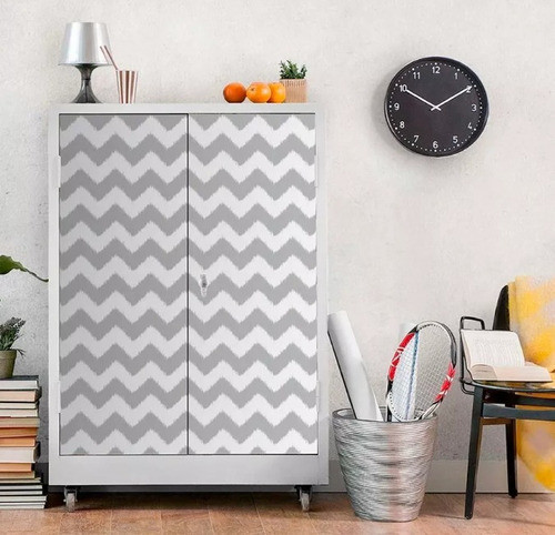 Rollo De Pvc Autoadhesivo Chevron Grafito Muresco 2 Mts 1