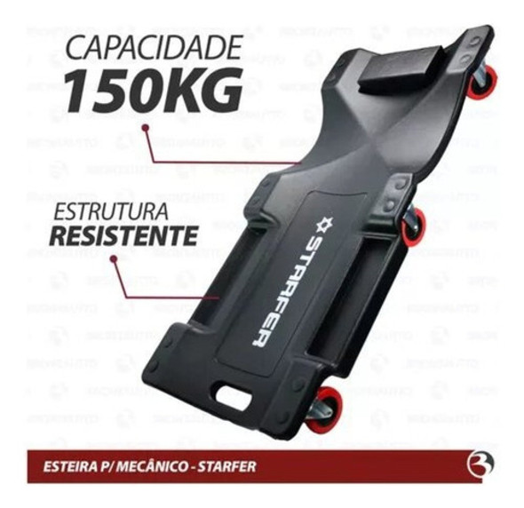 Carrinho Para Mecânico Encosto Acolchoado Oficina Starfer 1