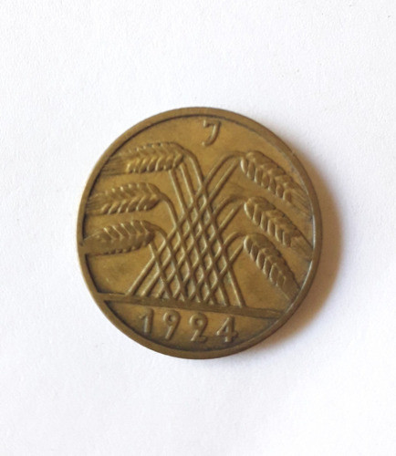 Alemania 10 Pfennig 1924 Ceca J Weimar Moneda Km# 33 1