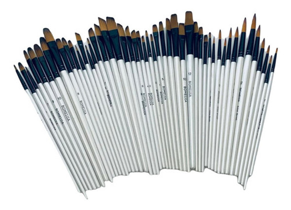 4 Sets -48 Pinceles Difs- Cer Sintética -acrílico-óleo-acuar 0