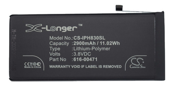 Acumulador Cameron Sino P/ Celular iPhone XR Part 616-00468 0