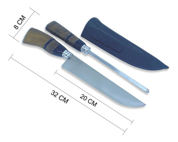 Faca E Amolador (chaira) 8 Pol Inox Personalizada Churrasco 1