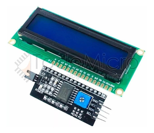 Display Lcd 16x2 1602 Azul C I2c Serie Desarrollo Pic Arm 0
