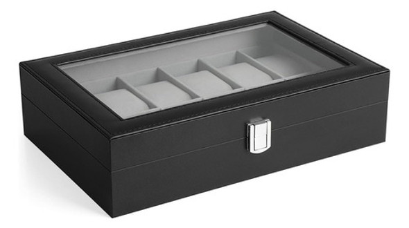 Ranura 12 Reloj Caja Pantalla Organizador Cristal Joyería Su 1