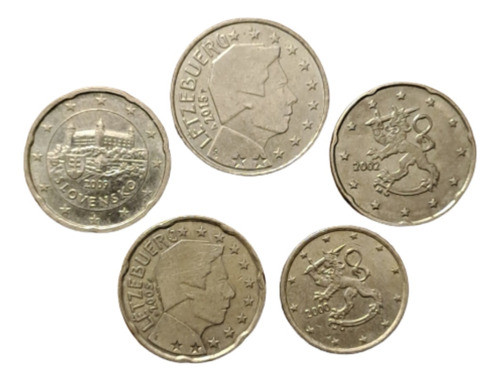 Lote X 5 Monedas Cent Euro, Finlandia, Eslovaquia, Luxemburg 0