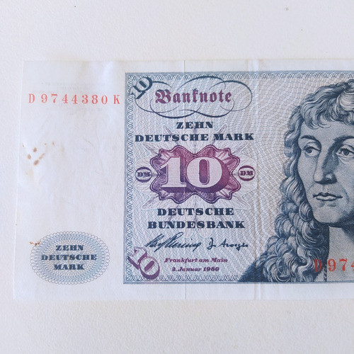 Antiguo Billete 10 Marcos Alemania Federal 1960 Pick 19 1
