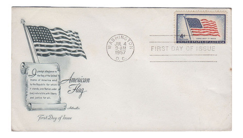 1957 Usa Homenaje A La Bandera Norteamerica Sobre Fdc Sello 0