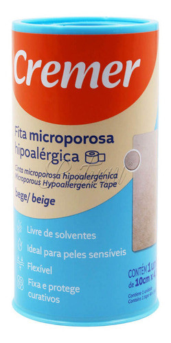 Fita Microporosa Bege Cremer 10cm X 4,5m Hipoalérgica 6 Un 1