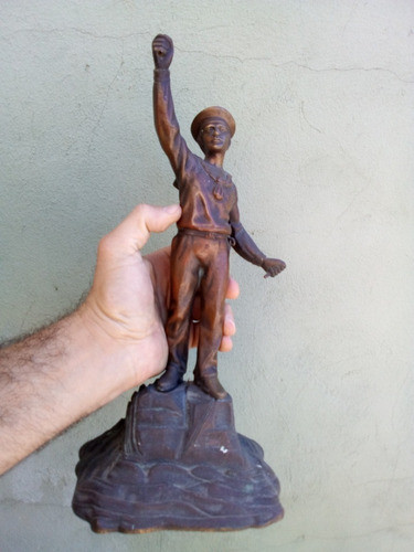 Antigua Figura Estatua De Marinero En Bronce Macizo 0
