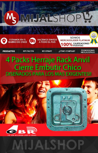 Herraje Rack Anvil Pack X 4 Cierre Embutir Chico 105x102 Mm 1
