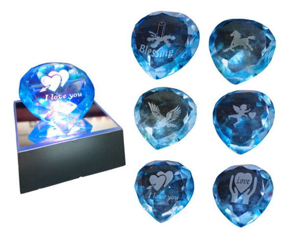 X10 Cristal Forma Corazon Base Luz Souvenir Decoracion 0