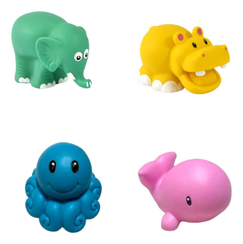 Set X4 Animalitos C/chifle Surtidos Juego P/agua Bañera 0