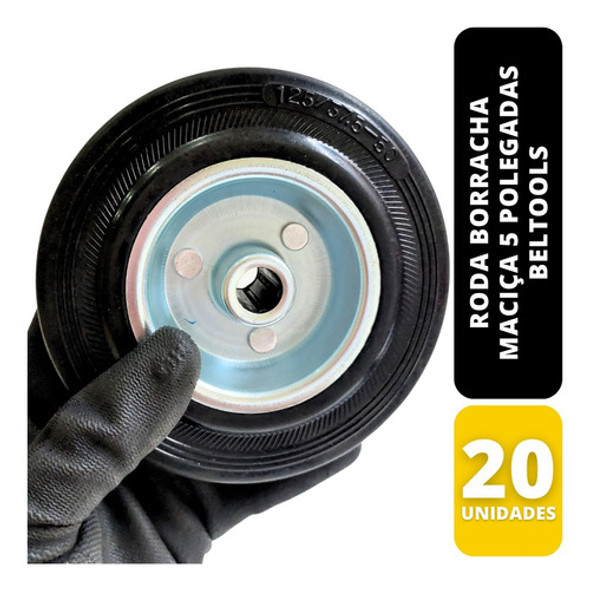 20 Rodas Borracha Maciça 5  -125mm Rolamento Rolete Beltools 1