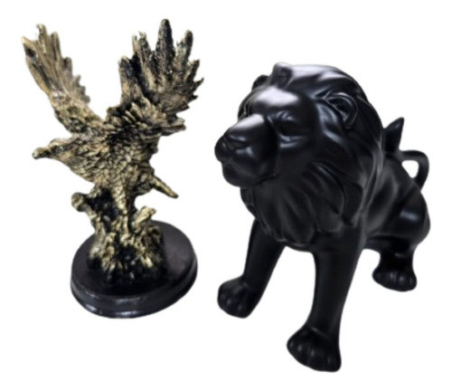 Kit Águia Decorativa + Leão Enfeite Rack Mesa Sala Top Decor 0
