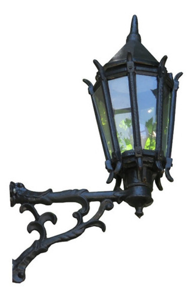 Farol Con Soporte Colonial Fundición Aluminio Apto Exterior 0