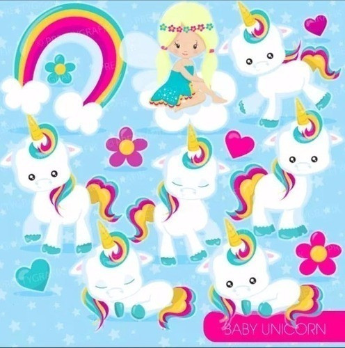 Kit Imprimible Baby Unicornio 14 Png-jpg  Clipart 0