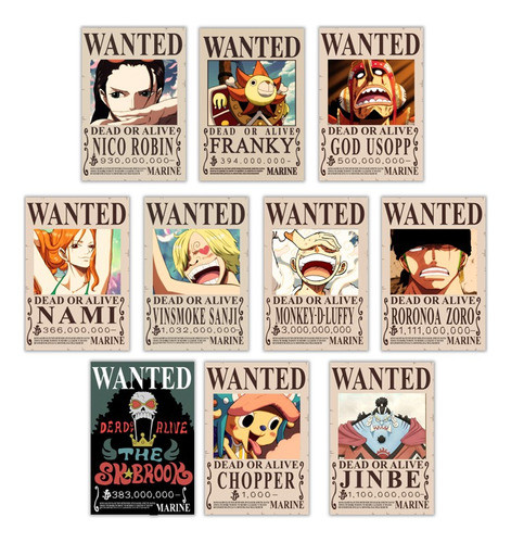 Poster One Piece Autoadhesivo A4 Pack X 10 Recompensa Actual 0