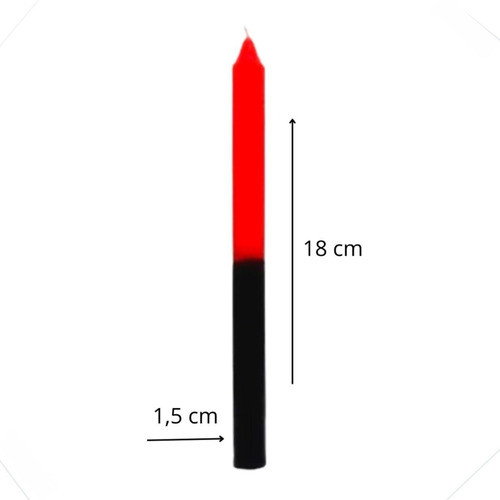 2 Kg De Vela Palito Bicolor Preta E Vermelha 18cm - Quilo 1