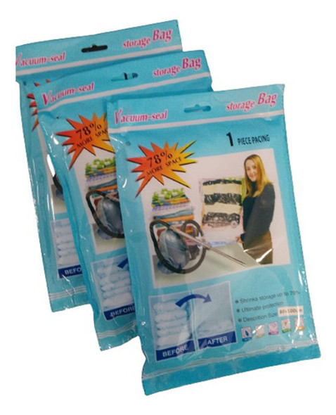 Pack 3 Bolsas Al Vacio Ropa 40x60 Cm - Ahorra 78% De Espacio 0