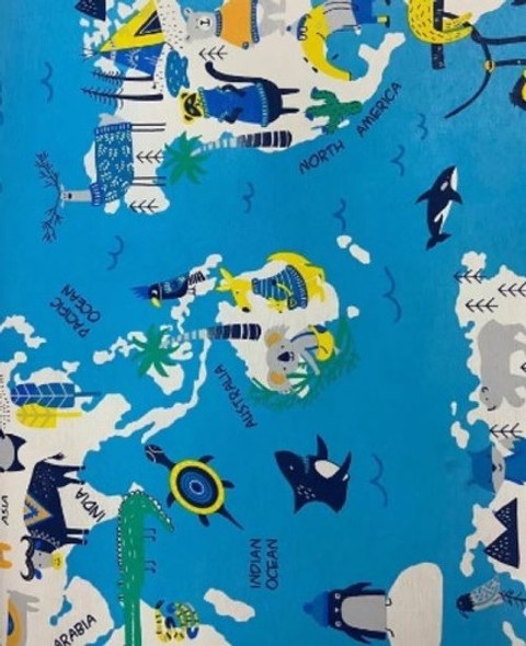 Lona Manta Pista Didáctica Infantil 75x150 Lavable Mapamundi 0