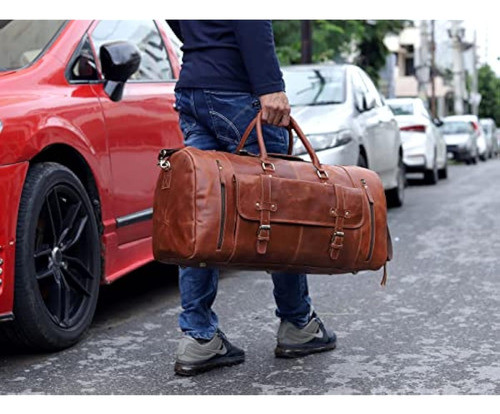 Bolsa De Viaje De Cuero Bolsa De Lona Gimnasio 1