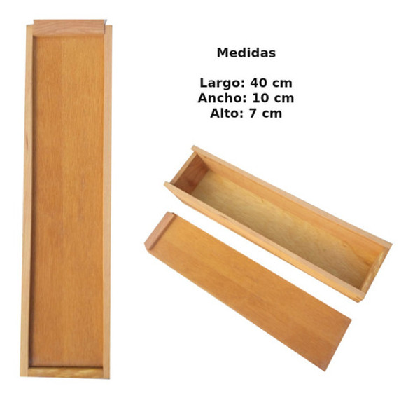 Caja De Madera De Guindo Multiuso Tapa Corrediza 3 Medidas 1