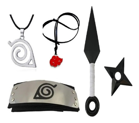 Bandana+colar Aldeia Da Folha +colar Akatsuki+kunai+shuriken 0