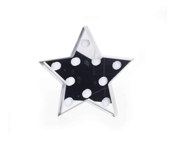 Luz Led Espejo Estrella Plateada A Pila 23cm Decoración 0 Luz Led Espejo Estrella Plateada A Pila 23cm Decoración 0