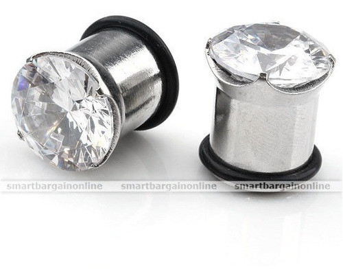 2pc Inox Zircon Oído Medidores Túneles Enchufes Expansor Boc 1