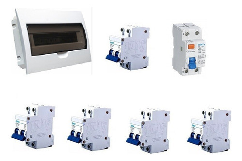 Tablero Completo Embutir 12 Polos + 5 Llaves Térmicas + Dif 0