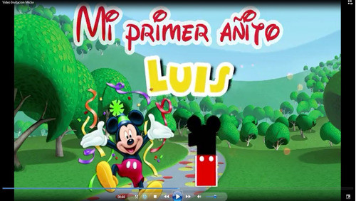 Invitación Video Mickey Mouse  Animado Tarjeta Digita Clasic 0