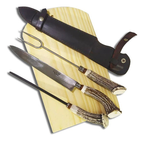 Set Asador Solingen, Puñal H20cm.+ Pincho + Chaira + Grabado 0