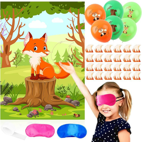 Pin The Tail On The Fox Party Game -fox Woodland Animal Part 0