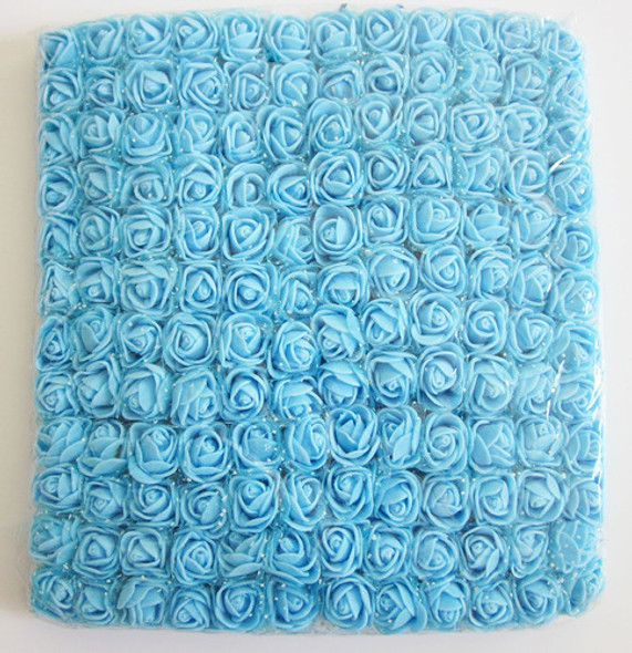 Mini Cabezas De Flores De Rosas Falsas 144 Pcs. Color Azul 1