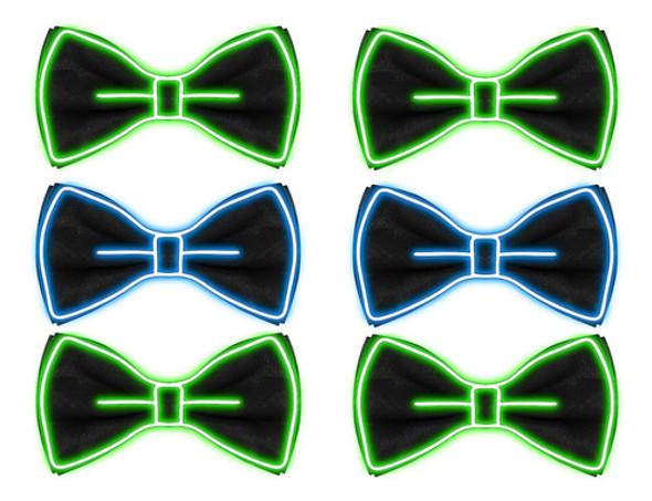 Corbatín Luz Neón Led Cotillón Luminoso X6 0