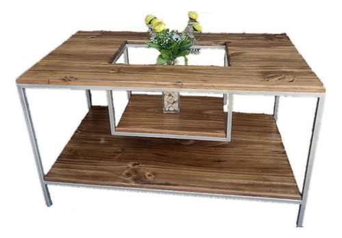 Mesa De Living Bandido Industrial En Pino 50×90×50 0