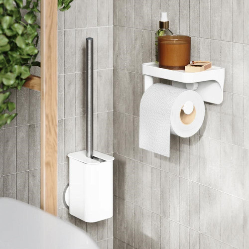 Soporte Papel Higiénico Adhesivo Blanco Flex 1