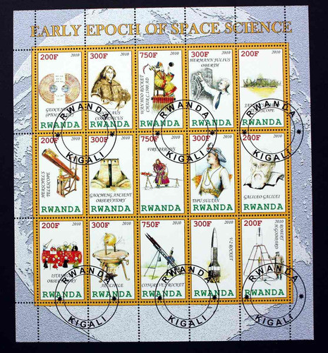 Ruanda * 1 Bloque * Ciencia Espacial * 15 Estampillas * 0