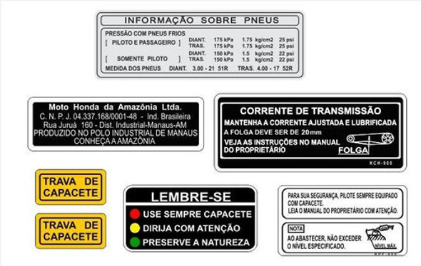 Sahara - Honda - Etiquetas De Advertência - Honda - F Grátis 0