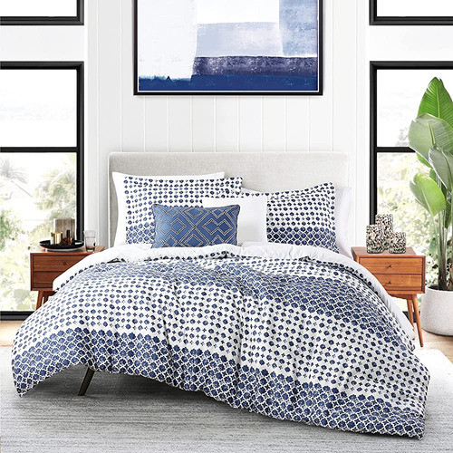 Anne Klein Isola Juego De Edredón A Rayas Con Almohadas Deco 0