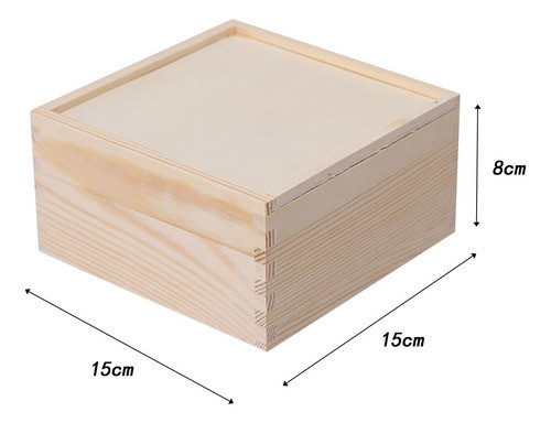 Caixa De Madeira Artesanal Para Lembranças De 15x15x8cm 1