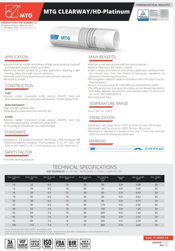 Manguera Para Labotorio Mtg Clearway 3/4  Made In Italy 1