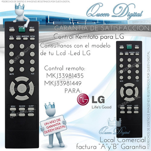 Control Remoto Para LG Tv Slim Tv Monitor Lcd Mkj33981435 1