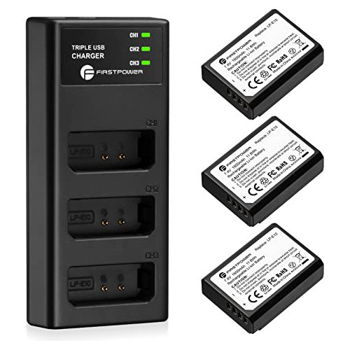 Baterías Con Cargador Triple Ranura Lp-e10 Canon Eos Rebel 0