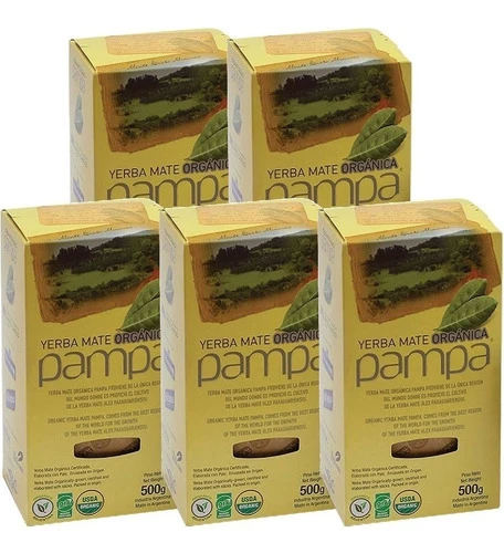 5x Yerba Mate Orgánica Pampa 1/2 Kg. Sabor Suave. Nuevo! 0