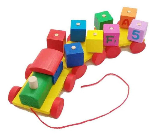 Tren De Arrastre Madera Didactico Con Movimiento Giratorio 0