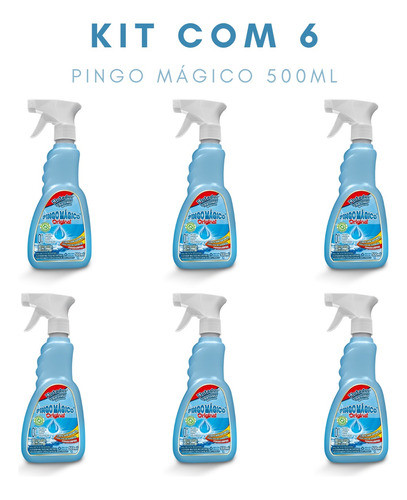 Kit C/ 6 Pingo Mágico Original Desengordurante 500ml Aja 1
