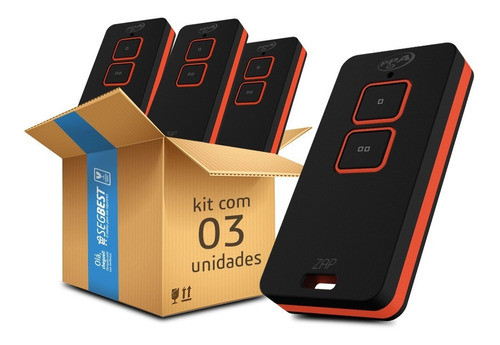 Kit 3 Controles Remoto Ppa Zap Portão  Preto Laranja 433 0